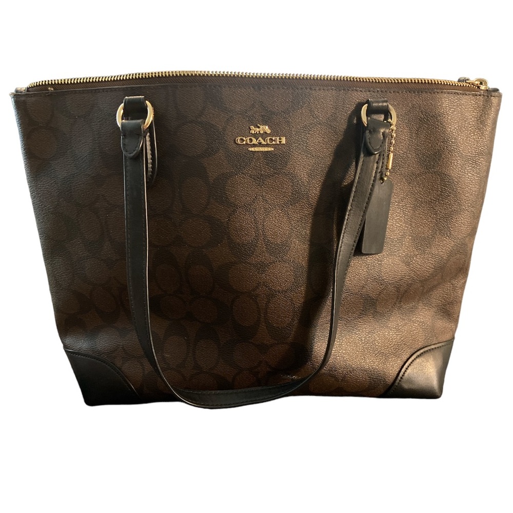 Brown Coach Purse Zip Top Tote